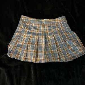 Blue and orange plaid skirt